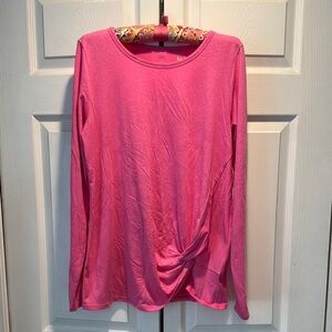 EUC Lilly Pulitzer Pink Long Sleeve Luxletic Knotted Hem Top L